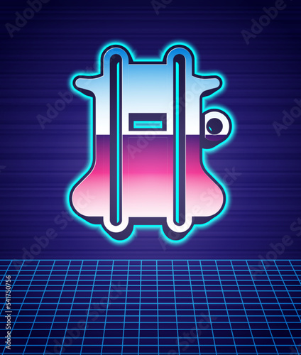 Retro style Parachute icon isolated futuristic landscape background. 80s fashion party. Vector
