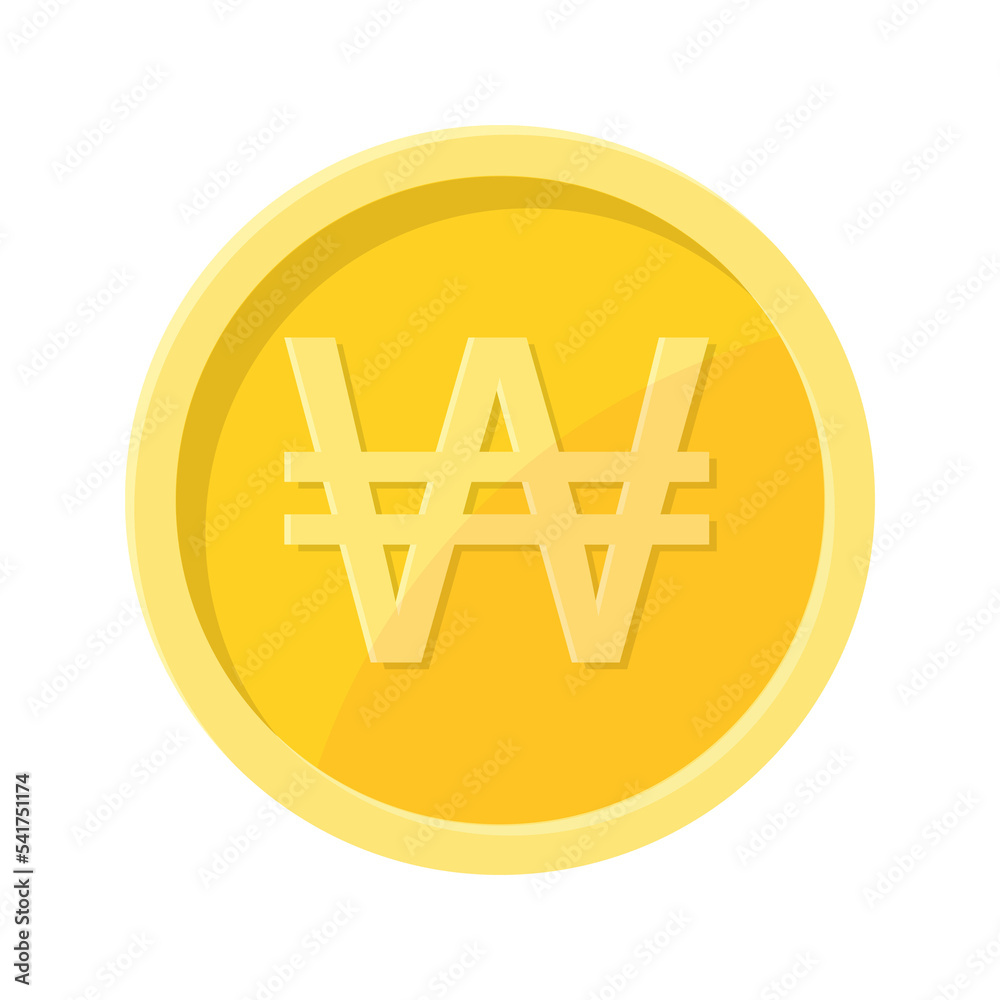 Simple illustration of Won coin Concept of internet currency Simple illustration of Won coin Concept of internet currency