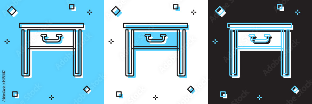 Set Furniture nightstand icon isolated on blue and white, black background. Vector Set Furniture nightstand icon isolated on blue and white, black background. Vector