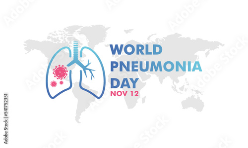 World Pneumonia Day Vector Logo with World Map Background