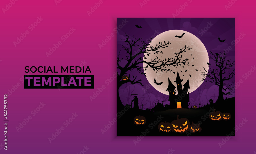 Halloween social media post template	