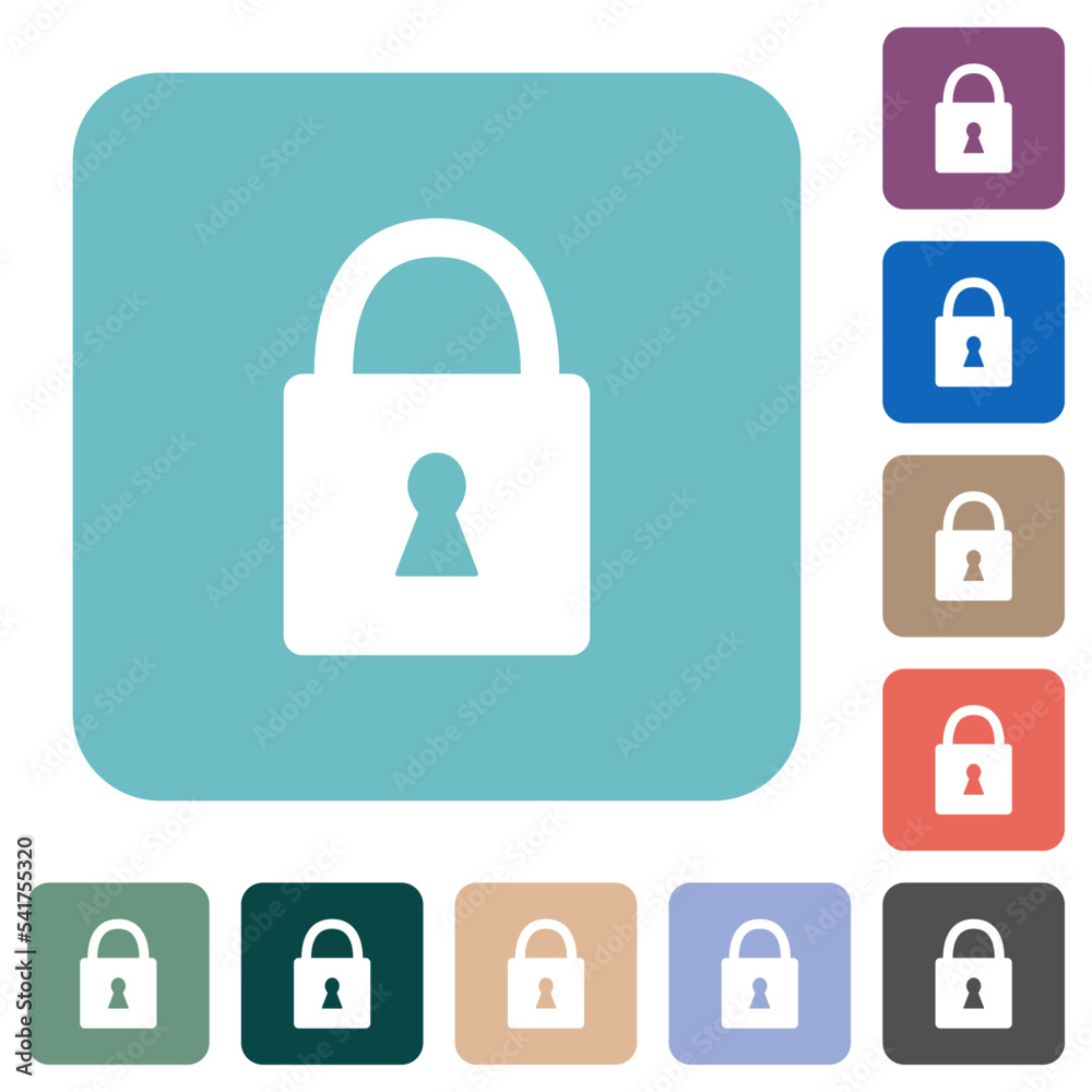 Locked padlock with keyhole solid rounded square flat icons Locked padlock with keyhole solid rounded square flat icons