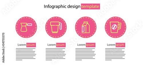 Set line Bag of coffee beans, Coffee cup, and turk icon. Vector