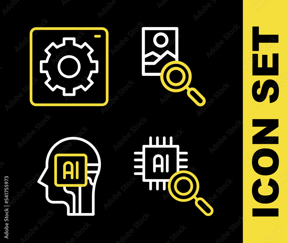 Set line Photo retouching, Processor CPU, Humanoid robot and Computer api interface icon. Vector Set line Photo retouching, Processor CPU, Humanoid robot and Computer api interface icon. Vector