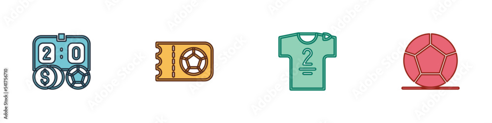 Set Football betting money, or soccer ticket, jersey and t-shirt and Soccer football icon. Vector