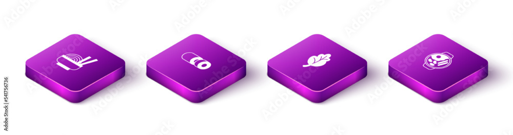Set Isometric Asian noodles in bowl, Sushi, Kimchi and Ramen icon. Vector Set Isometric Asian noodles in bowl, Sushi, Kimchi and Ramen icon. Vector