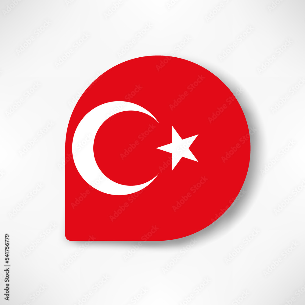 Turkey drop flag icon with shadow on white background. Turkey drop flag icon with shadow on white background.