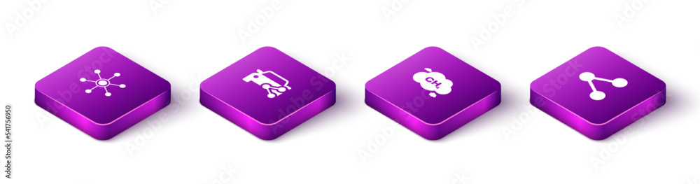 Set Isometric Network, Car sharing, Methane emissions reduction and Share icon. Vector Set Isometric Network, Car sharing, Methane emissions reduction and Share icon. Vector