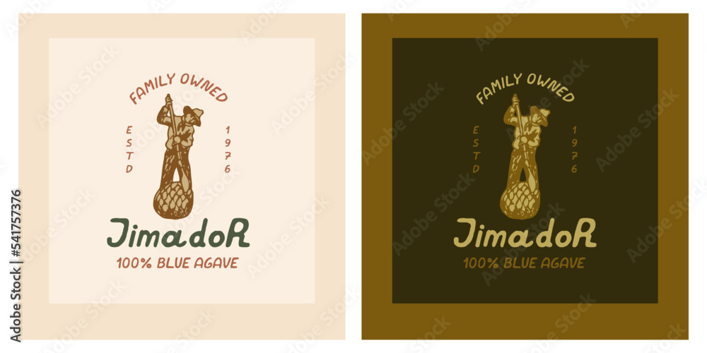 Jimador - farmer harvests agave plant boho logo
