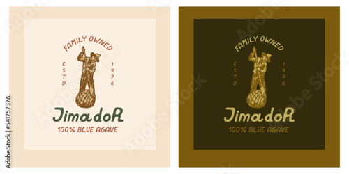 Jimador - farmer harvests agave plant boho logo