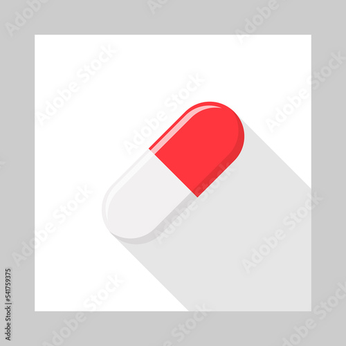 Red Pill Capsule, Medicine, vector mark symbols green style. Isolated icon.