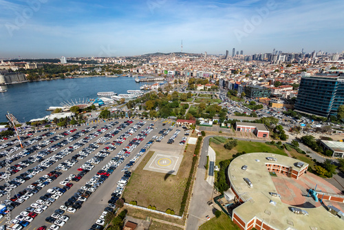 Aerial view of Kadikoy district on the Marmara Sea coast of the Asian side of Istanbul, Turkey. photo