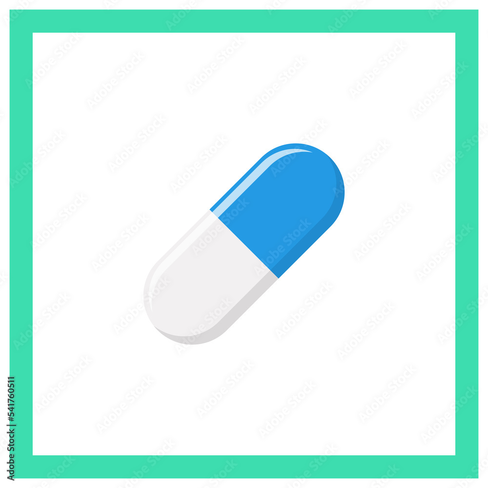 Blue Pill Capsule, Medicine, vector mark symbols green style. Isolated icon. Blue Pill Capsule, Medicine, vector mark symbols green style. Isolated icon.