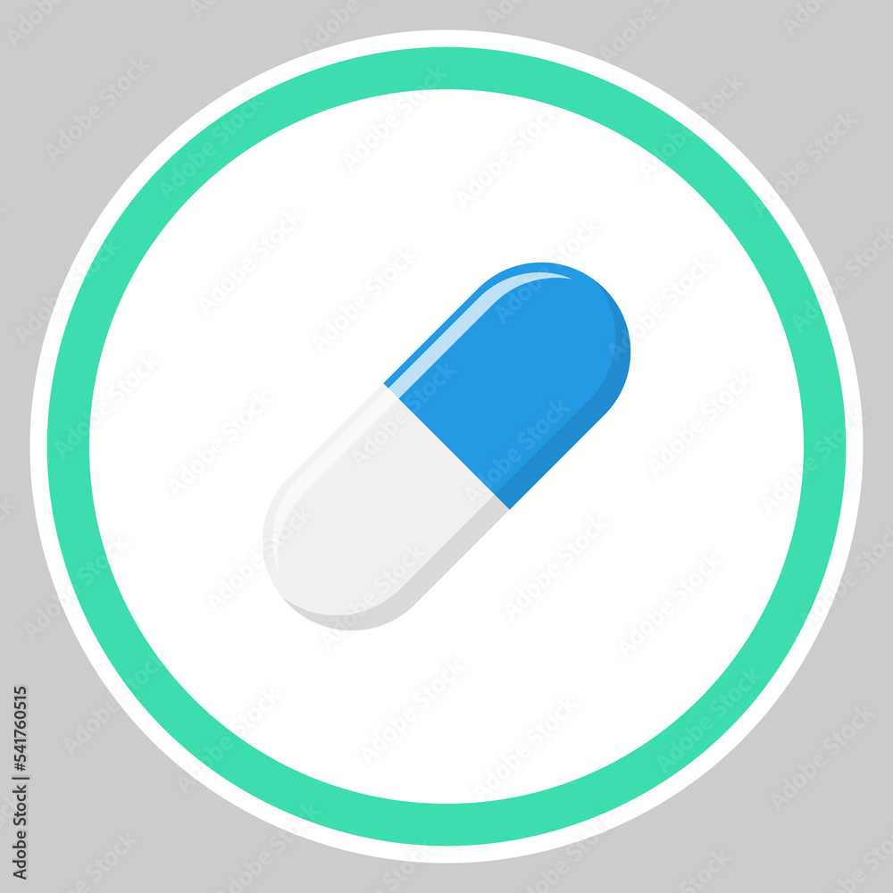 Blue Pill Capsule, Medicine, vector mark symbols green style. Isolated icon. Blue Pill Capsule, Medicine, vector mark symbols green style. Isolated icon.