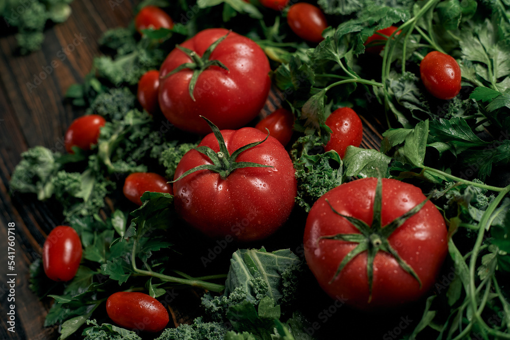 image of ripe red tomatoes and broccoli .