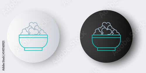 Line Cottage cheese icon isolated on grey background. Essential vitamins and minerals in healthy food. Medical, healthcare and dietary concept. Colorful outline concept. Vector