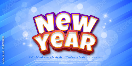 New year text editable 3D style with blue background