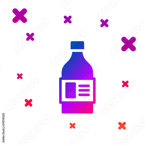 Color Plastic bottle for laundry detergent, bleach, dishwashing liquid or another cleaning agent icon isolated on white background. Gradient random dynamic shapes. Vector