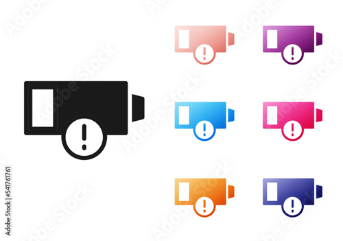 Black Battery charge level indicator icon isolated on white background. Set icons colorful. Vector