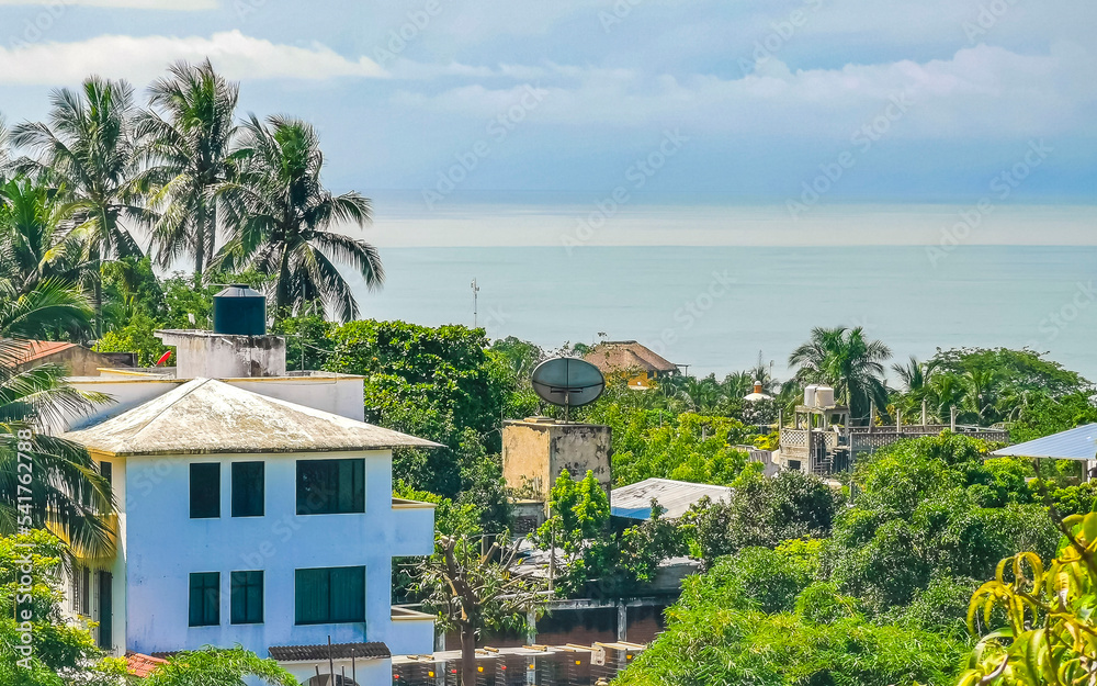 Fototapeta premium Beautiful scenic view panorama of city Zicatela Puerto Escondido Mexico.