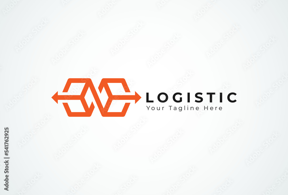 Logistic Logo, box and arrow combination formed infinity symbol, flat ...