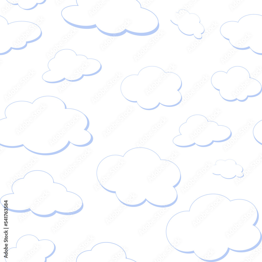 Cloud pattern, white and fluffy. Vector design.