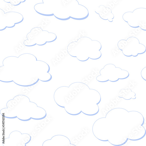 Cloud pattern, white and fluffy. Vector design.