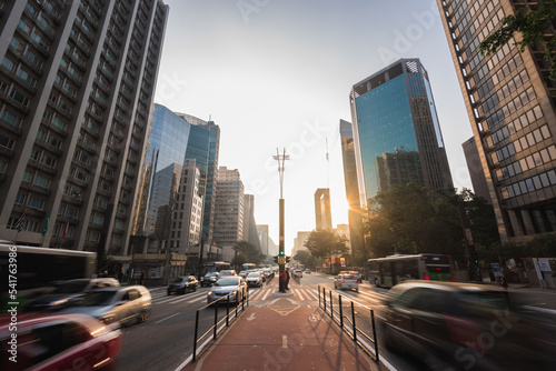 Paulista Avenue is one of the most important financial centers of the city and is a popular place to visit in Sao Paulo, Brazil. photo