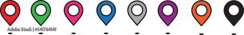 Set of colorful map pointer. Map pins, markers. Location icons for map. Vector illustration. EPS - 10