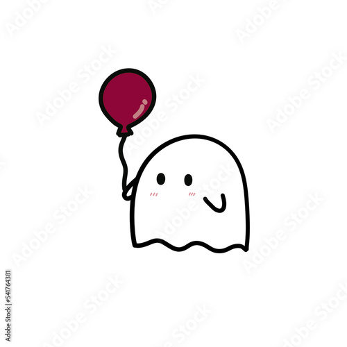 Cute Ghost with the Red Balloon