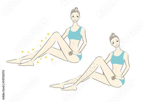 女性　足　脱毛イラスト