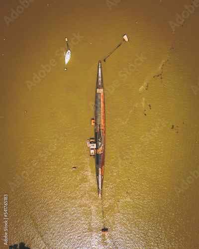 Rochester, United Kingdom - 18 July 2022: Aerial view of a Foxtrot B-49 submarine in Rochester, United Kingdom. photo