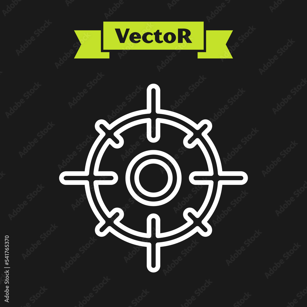 White line Target sport icon isolated on black background. Clean target with numbers for shooting range or shooting. Vector White line Target sport icon isolated on black background. Clean target with numbers for shooting range or shooting. Vector