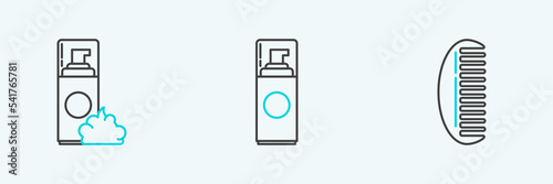 Set line Hairbrush, Shaving gel foam and icon. Vector
