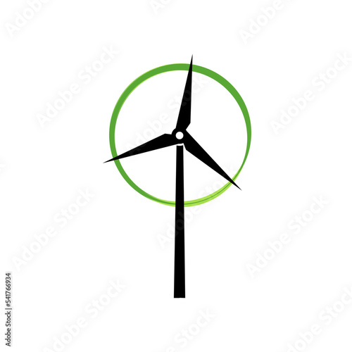 The windmill generates eco-energy. The concept of clean energy production