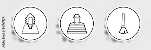 Set line Paint brush, Judge and Prisoner icon. Vector