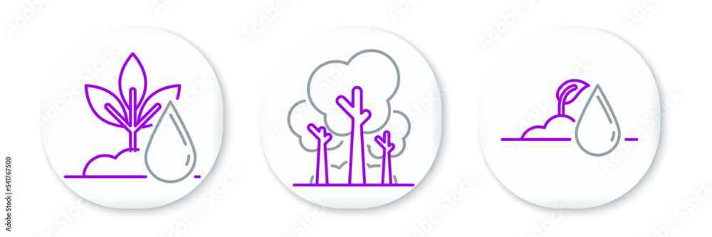 Set line Watering sprout, plant and Trees icon. Vector Set line Watering sprout, plant and Trees icon. Vector