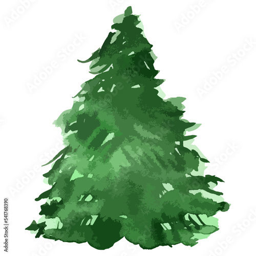 watercolor vector Christmas tree. Evergreen illustration. Isolated new year