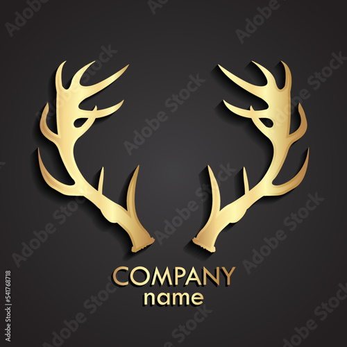 3d gold antler logo / hunting theme