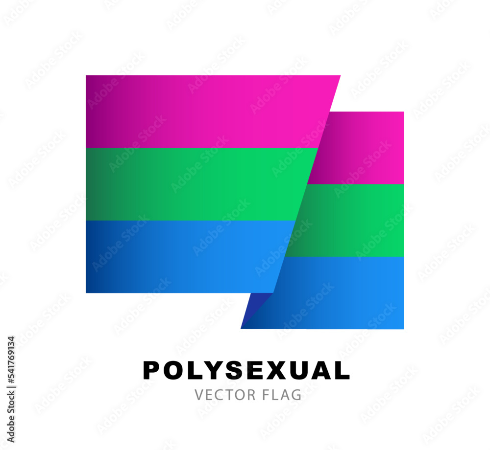 The flag of polysexual pride. A colorful logo of one of the LGBT flags. Sexual identification. Vector illustration