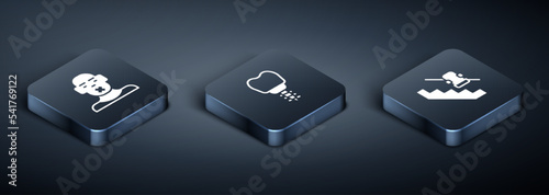 Set Isometric Head of deaf and dumb, Disabled elevator and Dental implant icon. Vector