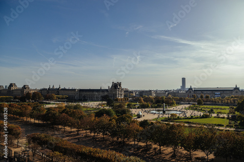 view of Tuileries Garden from the blacony on rue Rivoli 