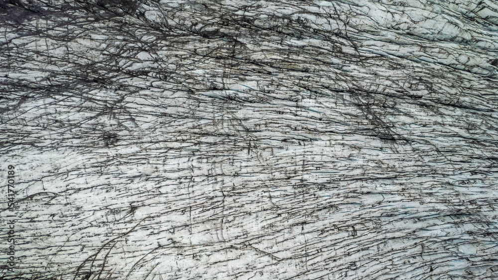 Aerial view of ice formation on the Glacier, Myrdalshreppur, Iceland. Aerial view of ice formation on the Glacier, Myrdalshreppur, Iceland.
