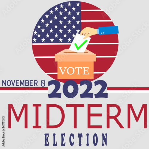 Vector of USA Midterm Election November 8, 2022. Election voting poster or Banner.