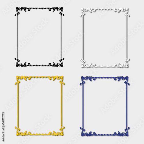 set of multi-colored frames  in the style of an ornament