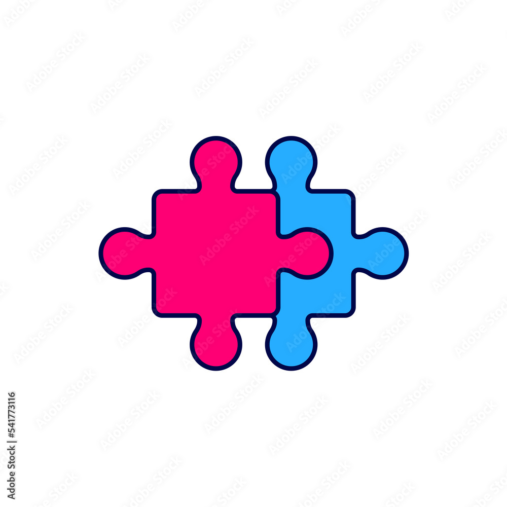Filled outline Puzzle pieces toy icon isolated on white background. Vector Filled outline Puzzle pieces toy icon isolated on white background. Vector