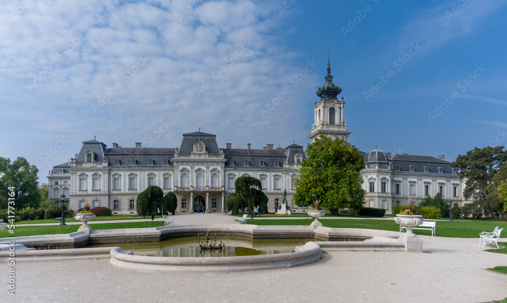 panorama view of the Festetics Palace and Gardens in Keszthely on Lake Balaton