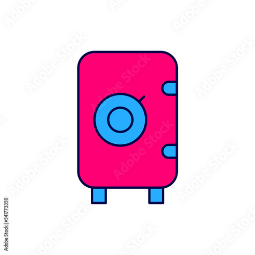 Filled outline Safe icon isolated on white background. The door safe a bank vault with a combination lock. Reliable Data Protection. Vector