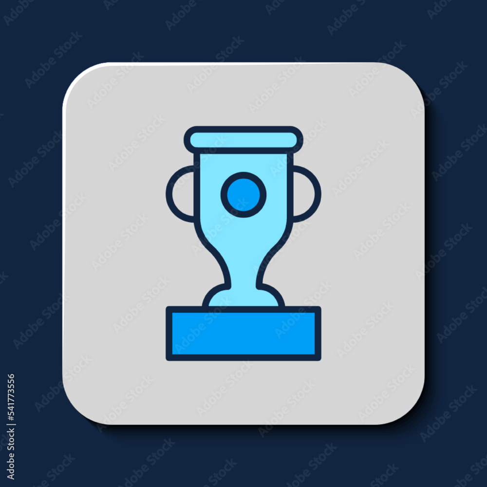 Filled outline Award cup icon isolated on blue background. Winner trophy symbol. Championship or competition trophy. Sports achievement sign. Vector Filled outline Award cup icon isolated on blue background. Winner trophy symbol. Championship or competition trophy. Sports achievement sign. Vector