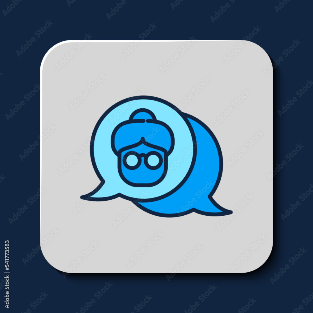 Filled outline Grandmother icon isolated on blue background. Vector Filled outline Grandmother icon isolated on blue background. Vector